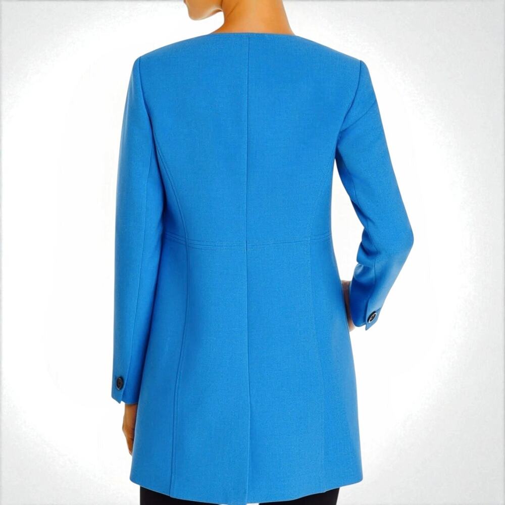 Karl Lagerfeld Riviera Blue Tailored Coat 10 Button Up Longline Minimalist NWOT - Picture 10 of 12